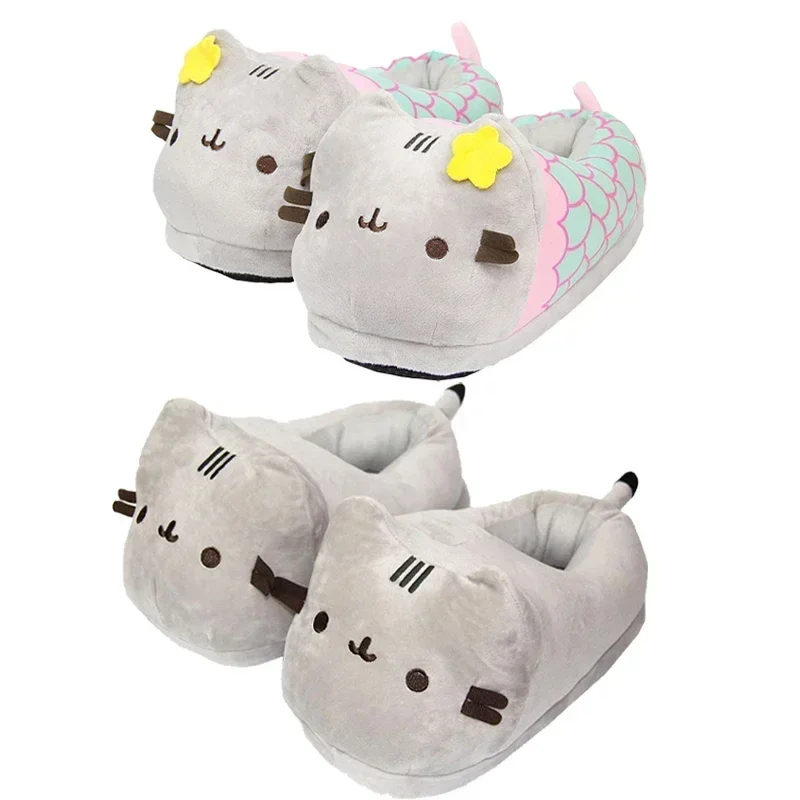 Pusheen Cotton Slippers Woman Kawaii Cat Plush Slippers Juvenile Girlish Cute Comfortable Furry Slipper Winter Warm Slippers