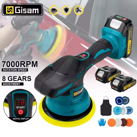 Gisam Cordless Car Polisher 8 Gears Adjustable Auto Electric Waxing Sanding Sealing Glaze Power Tool Fit Makita 18v Battery Pin