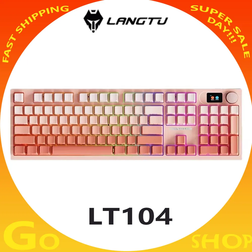 

Langtu Lt104 Mechanical Keyboard Tri Mode Side Engraved Gradient Hot Plug Customized Gaming Keyboard Rgb Esports Gamer Man Gifts