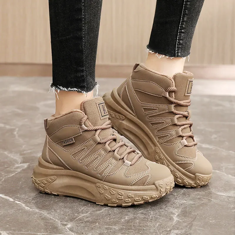 

High Sneakers Women Winter 2024 New Trends Sports Skateboard Padded Shoes Woman Comfort Warm Thick Soled Trainers Footwear