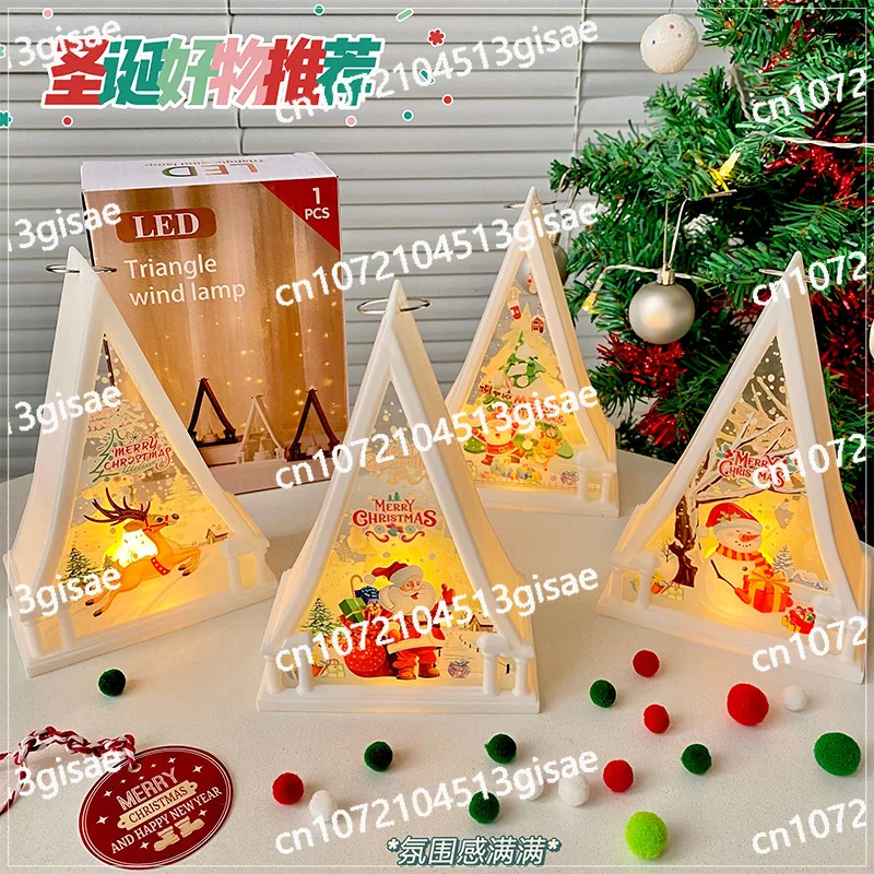 Cross-border Christmas Decorative Desktop Ornaments, Retro Led Wind Lights, Night Light Pendants, Window Decoration Props