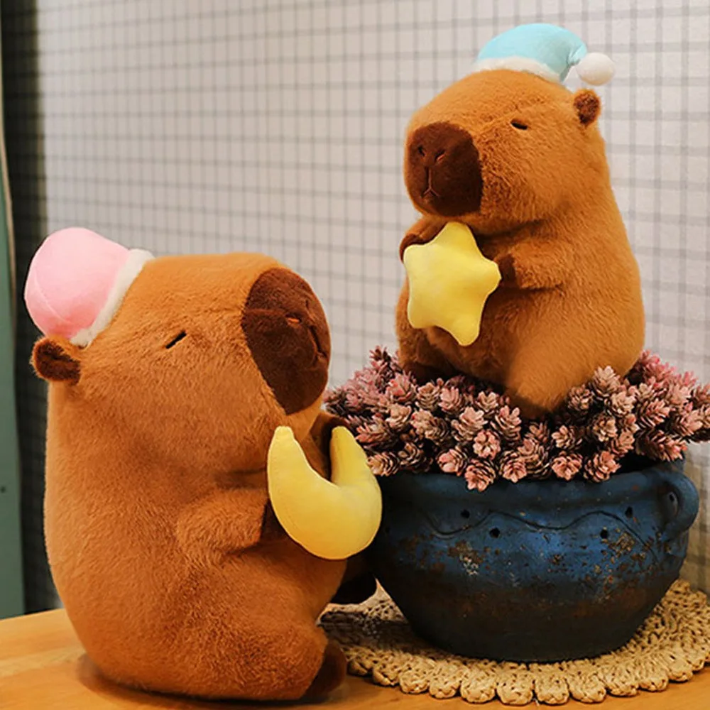 

Sleeping Mate Toy Sleep Hat Goodnight Capybara Doll Moon Stuffed Capybara Plush Toy Soft Cute Capybara Fluffty Doll Christmas