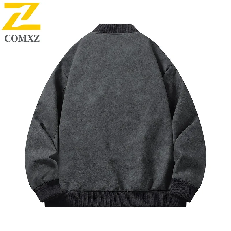 الرجال خمر الوقوف طوق بولي Leather سترة جلدية مقاوم للماء يندبروف النمط الأمريكي دراجة نارية معطف فضفاض الشارع الشهير صالح ربيع الخريف #4