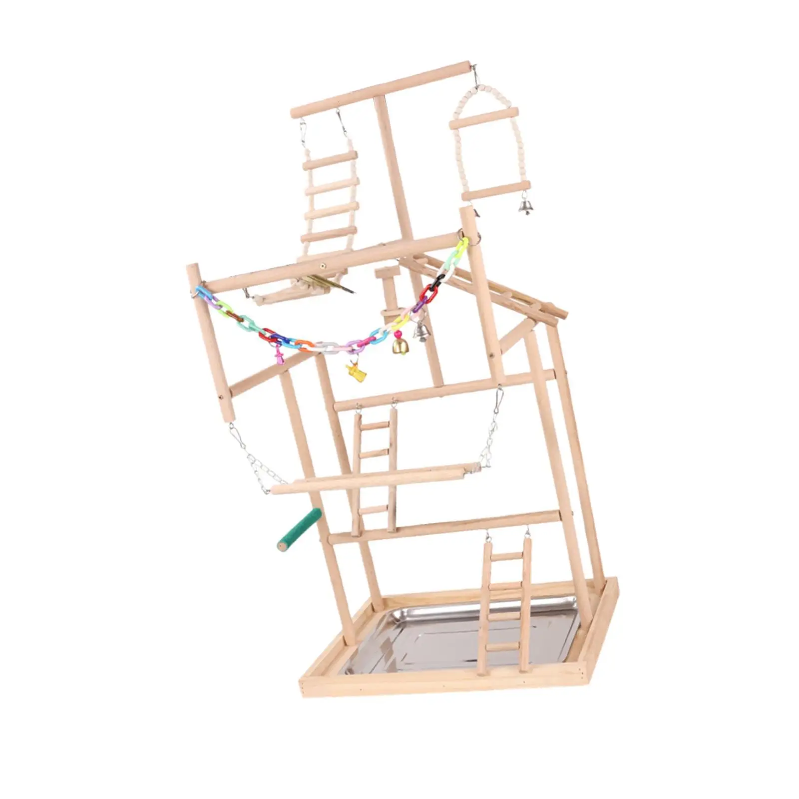 Parrot Playground Parrot Perch Stand with Ladder Climb Cage Accessories Wooden Parrot Stand for Hummingbird Lovebird Parakeet