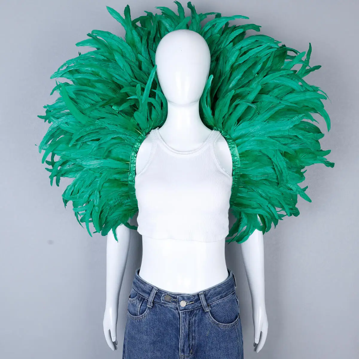 Party Luxus Schal Feder Cosplay Designer Punk Halloween Maskenball Karneval Feder Punk Karneval Party Bekleidung Zubehör – Detail 15