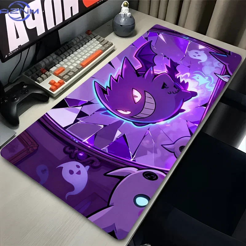Cave Crystal Pokemon Gengar Pikachu Large Mousepad, Rubber Non Slip Extended Gaming Desk Mat, Anime Table Pad for Laptop Office