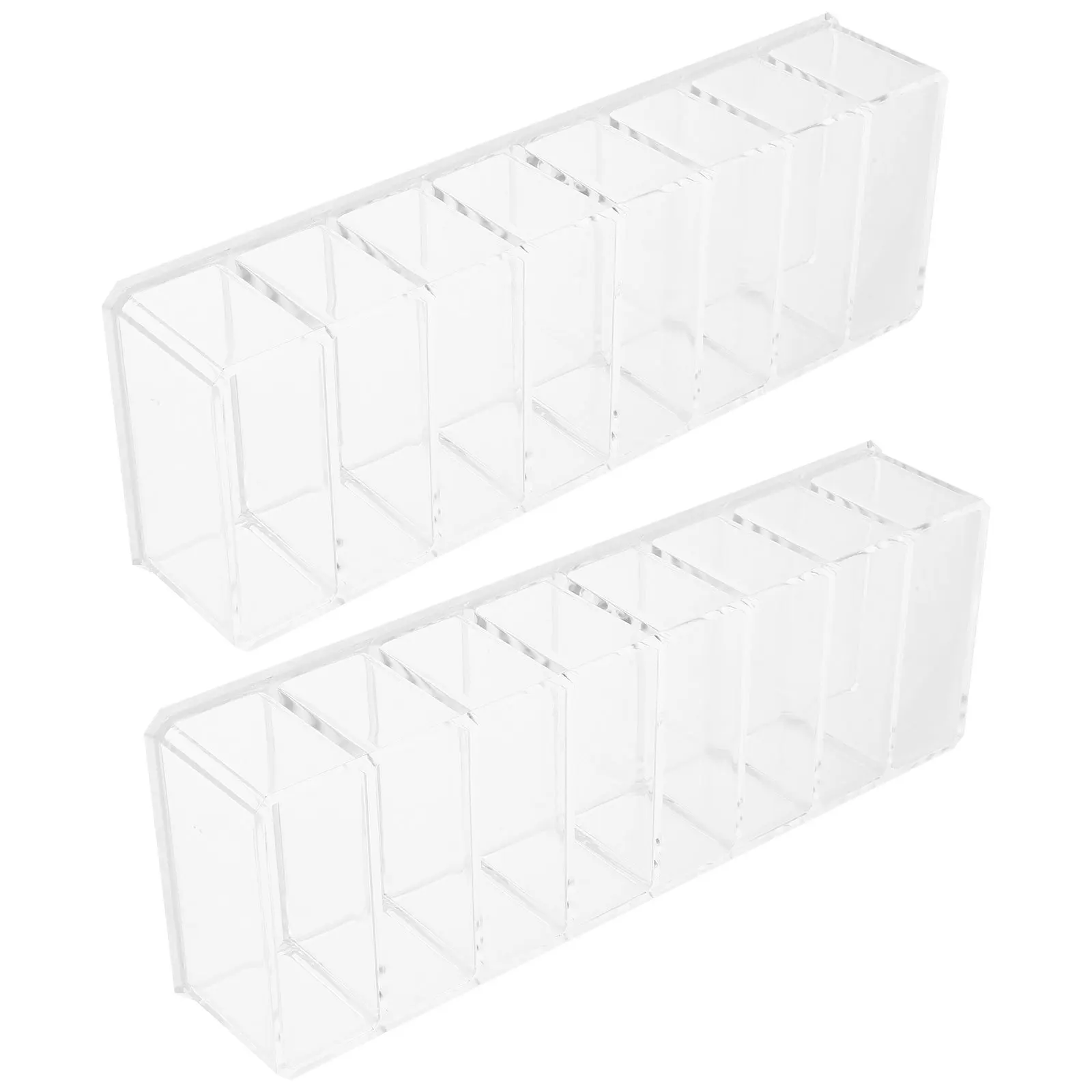 

2Pcs Powder Compact Storage Box Transparent Divided Makeup Organizer for Eyeshadow Blusher Sunscreen Countertop Vanity Organizer