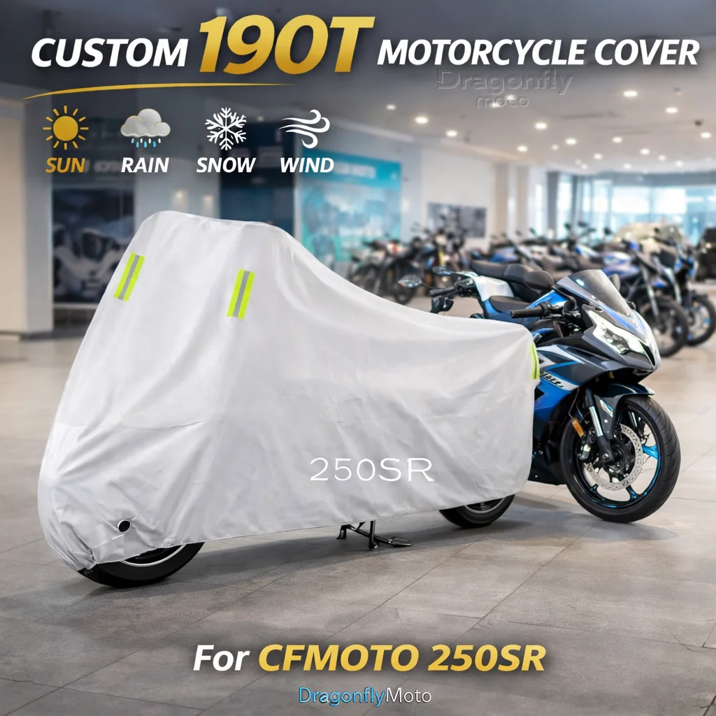 

For CFMOTO 250SR Papio XO-1 Motorcycle Cover Silver Waterproof UV Rain Dust Sun Outdoor Indoor Protector