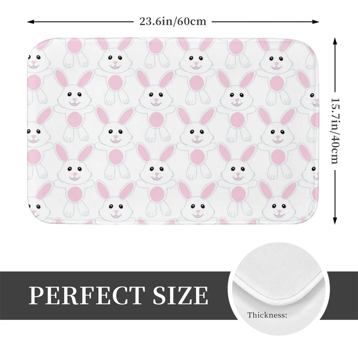 Cute Pink Love Rabbit Pattern Non-slip Doormat Floor Mat Sand Scraping Carpet Rug for Kitchen Entrance Home Bedroom Footpad Mats