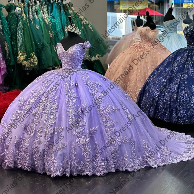 

Роскошное арабское лавандовое бальное платье Quinceanera, кружевные аппликации, Vestido De 15, вечерние платья Quinceanera по индивидуальному заказу