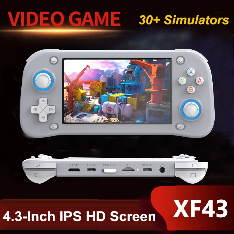 

XF43 Retro Handheld Game Console Linux System 4.3 Inch IPS Screen Portable Pocket Video Player 64GB 128GB Games