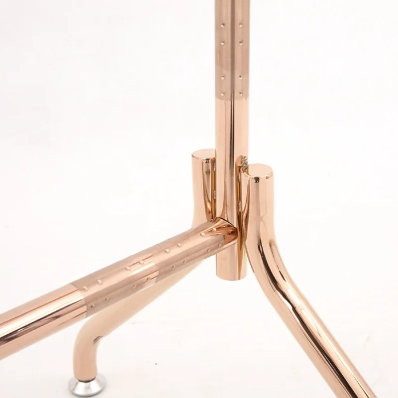 Design simples Brass Clothing Rack, ouro rosa, roupas penduradas Rail Stand, Showroom móveis para loja de vestuário, personalizado