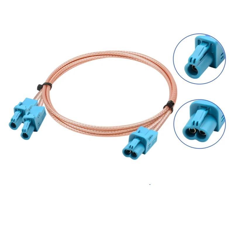 Rosen Version Mini Fakra Single-Cavity Female to Rosen Version Mini Fakra Dual-Cavity Female Connector for RG316 RF Cable