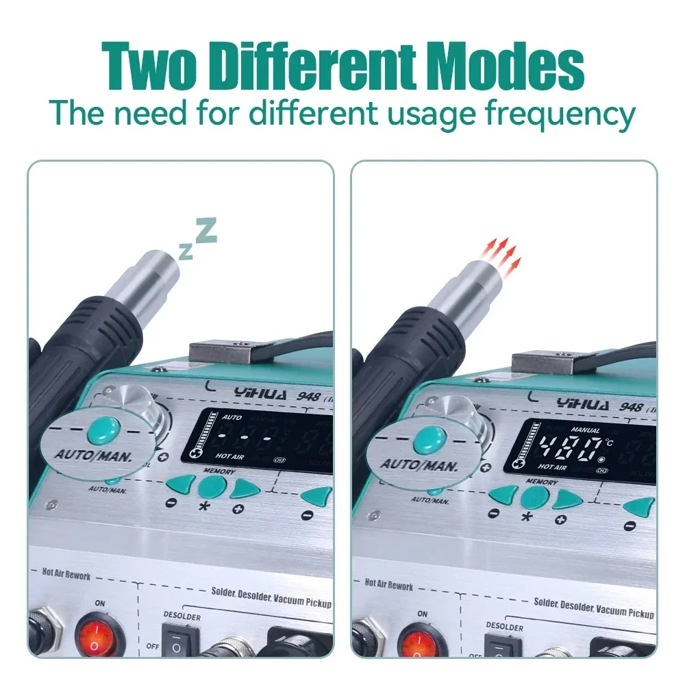 YiHua 948-II 780W Station de soudage de pistolet à Air chaud quatre en un، Equipée d'un pistolet d'aspiration d'étain، outil de