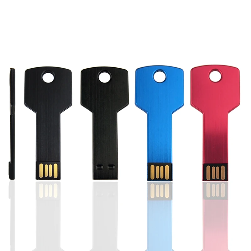 Memoria USB 2,0 con forma de llave de Metal, pendrive resistente al agua, capacidad Real, disco U, 16GB, 32GB, 64GB, 8GB