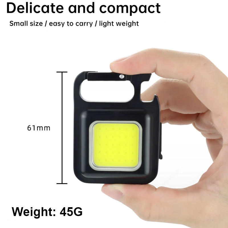 Mini Work Light Glare COB Keychain Light USB Charging Emergency Lamps Strong Magnetic Repair Work Portable Outdoor Camping Light