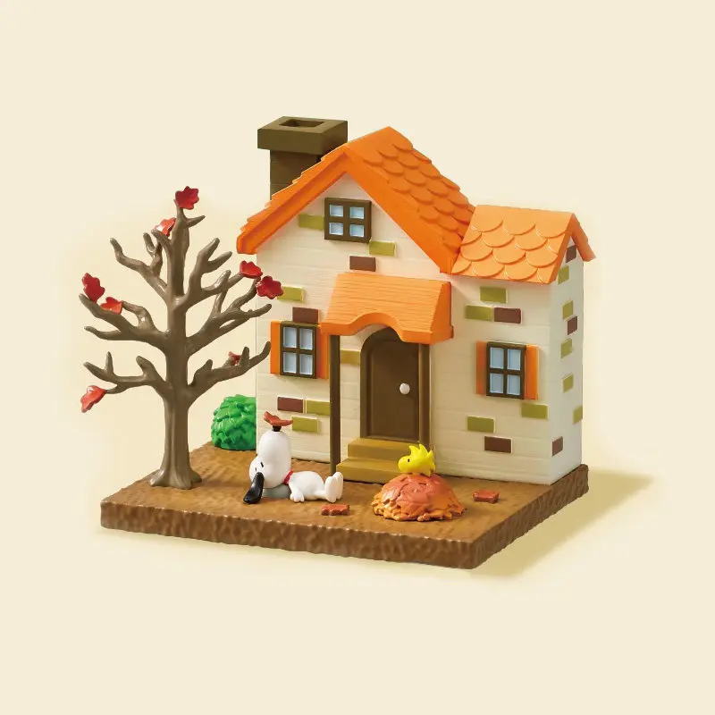 Rement Dostępne Od Ręki Autentyczne Snoopy Słodkie Małe Domki Miniaturowe Sceny Wnętrz Model Kolekcjonerski Blind Box Dla Kolekcjonerów Anime