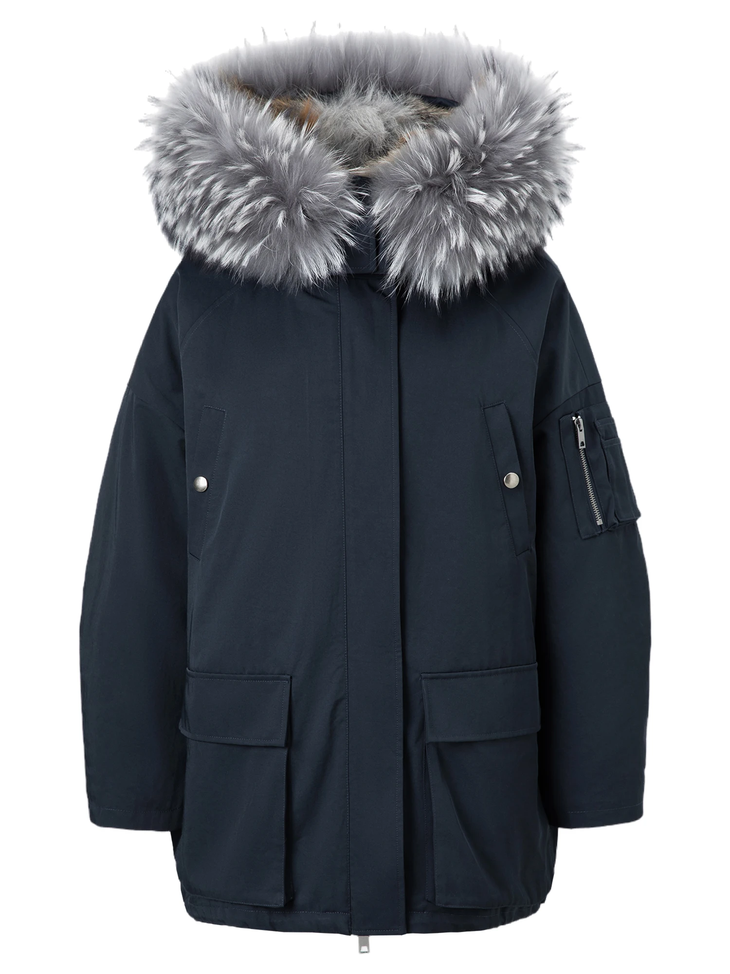 Fsle【série premium】parka de pele genuína, casaco destacável 2 em 1, jaqueta de inverno com isolamento térmico quente, casaco com capuz