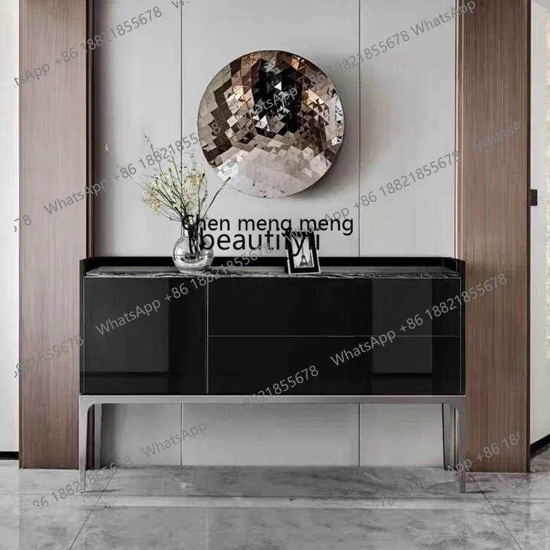 

cc182modern high-end feeling against the wall dining side cabinet hotel art secret cabinet luxury stone countertop side designe