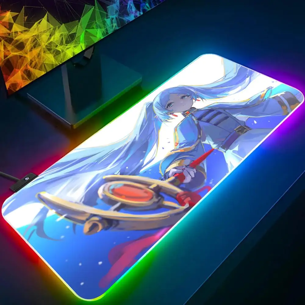 Anime F-Frieren Mouse Pad RGB Glow Personality Picture Custom PC Table Mat Carpet Mat Game Player Dedicated LED