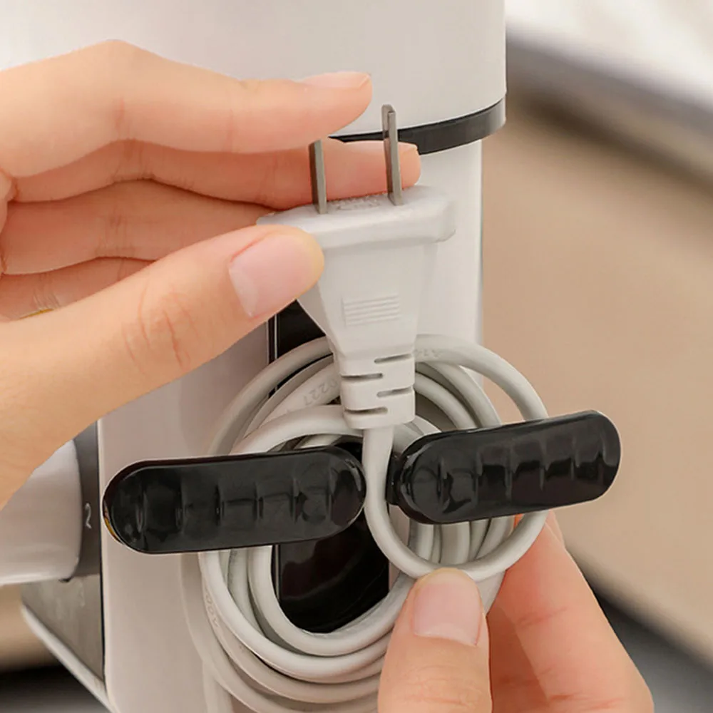 2 Pcs Wall Storage Hook Clips Power Plug Socket Holder Self-Adhesive Fixing Clamp For Power Cord Hook Wire Cable Winder Rack