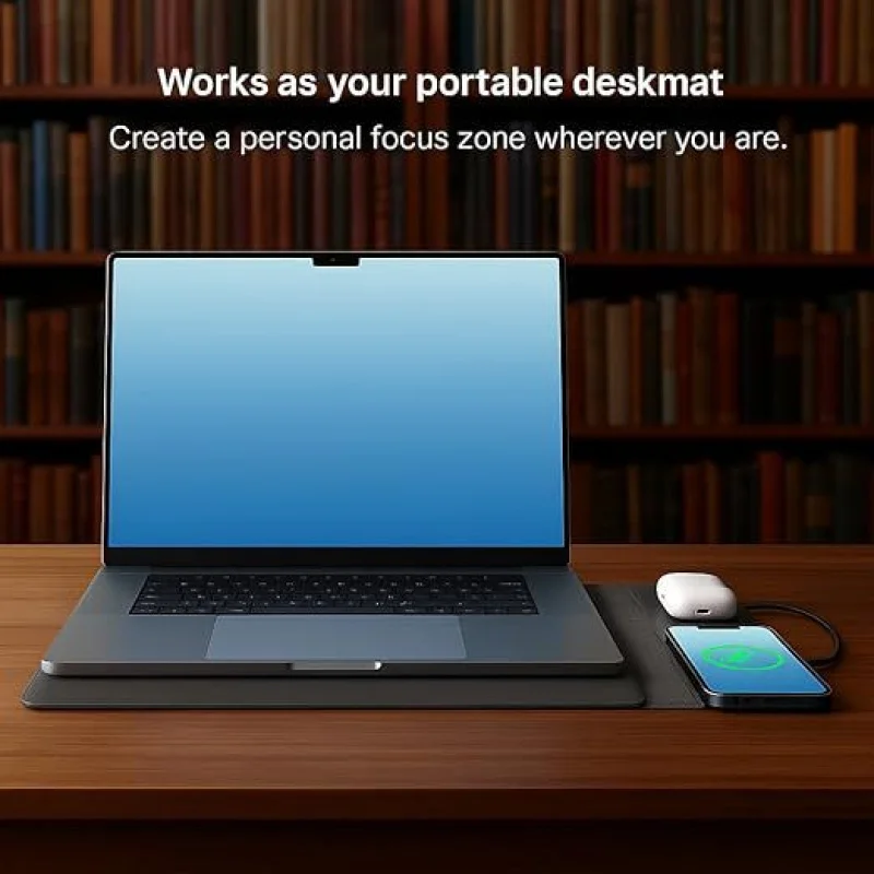 Multifunctional Portable Laptop Sleeve Bag with Magnetic Phone Holder, Earphone Slot, and Wireless Charging for Office Use