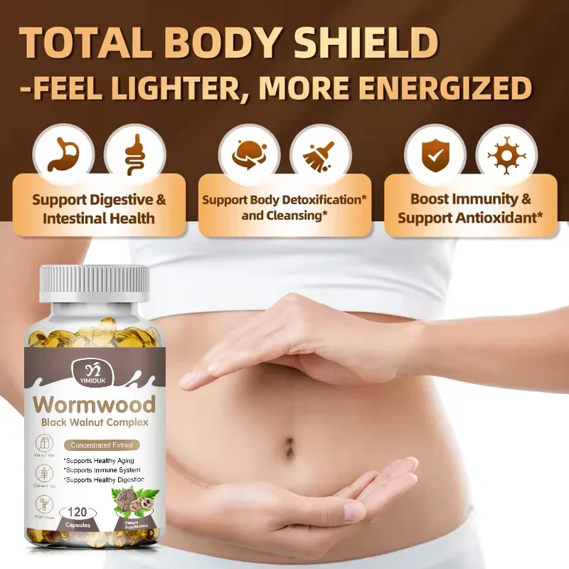 YIMIDUK Wormwood & Black Walnut Supplement, Enhanced Absorption, Supports Gut Health, Detox, Immunity & Digestive Comfort