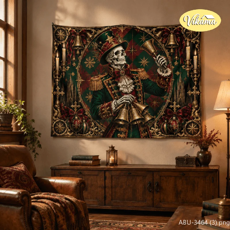 VIKAMA Skeleton Gentleman Top Hat Wall Tapestry Lamp Post Crow Purple City Gothic Home Decor Trendy Art Soft Durable Cozy Gift