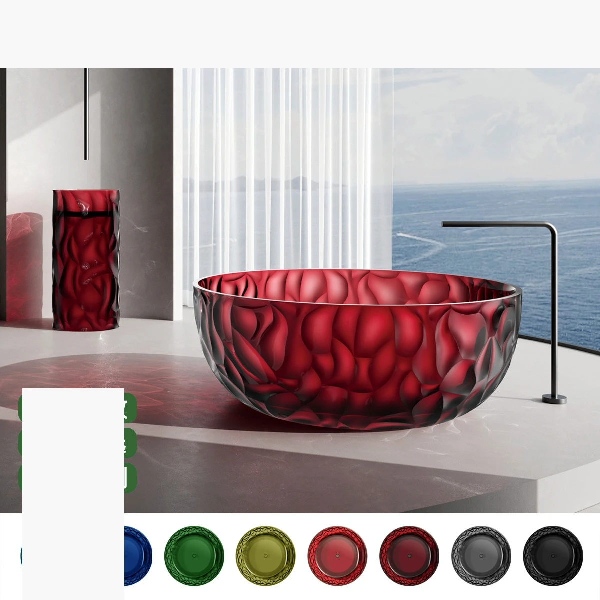 

New round transparent bathtub household egg shaped freestanding bathtub hotel homestay artificial stone bathtub wholesale