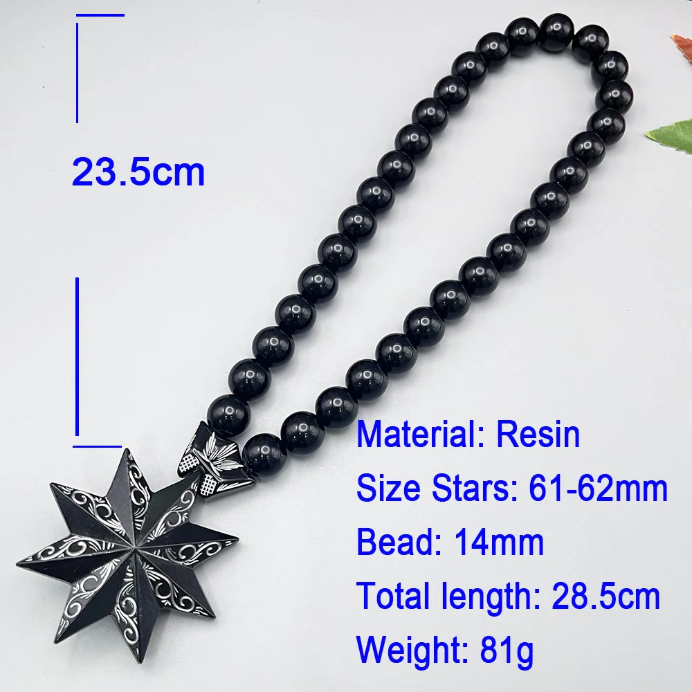 GS146 Octagonal Star Resin DIY Decoration Exquisite Black White Beads 3D Concave Pattern Decoration With Meditation Car Pendant