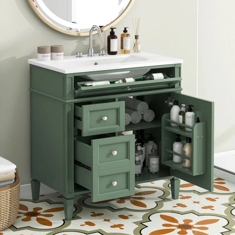 Bathroom Vanity Top Sink Modern Bathroom Storage Cabinet With 2 Drawers And A Tip-out Drawer Single Sink Bathroom Vanity