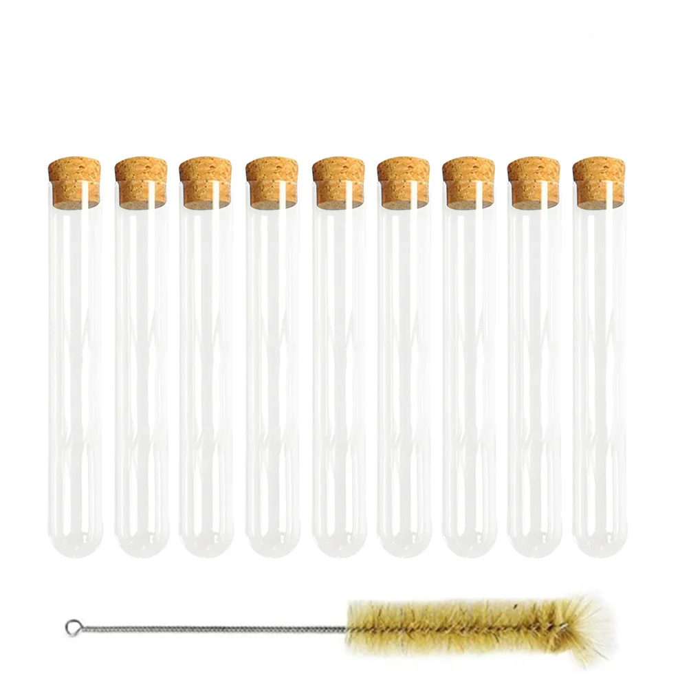 8Pcs Glass Test Tubes Cork Stoppers Durable Premium Clear Liquid Powder Sample Storage Travel Use 20x150mm