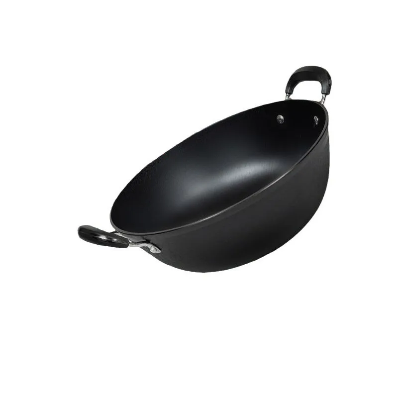 

Old-fashioned iron wok, deepened flat-bottomed wok, household binaural cast iron wok, induction cooker gas