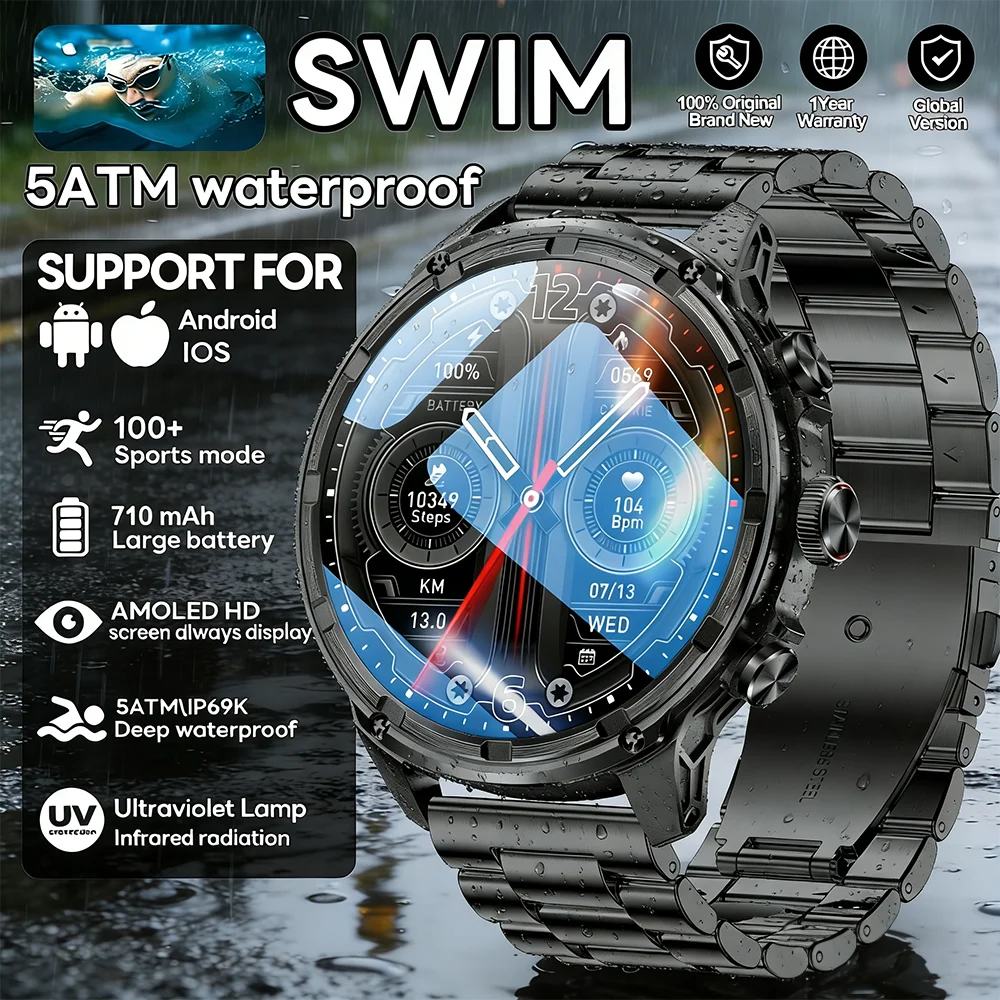 

Новые смарт-часы 2026 года для мужчин: GPS, AMOLED-экран, фонарик, пульсометр, водонепроницаемость, Bluetooth-звонки, аккумулятор 710 мАч