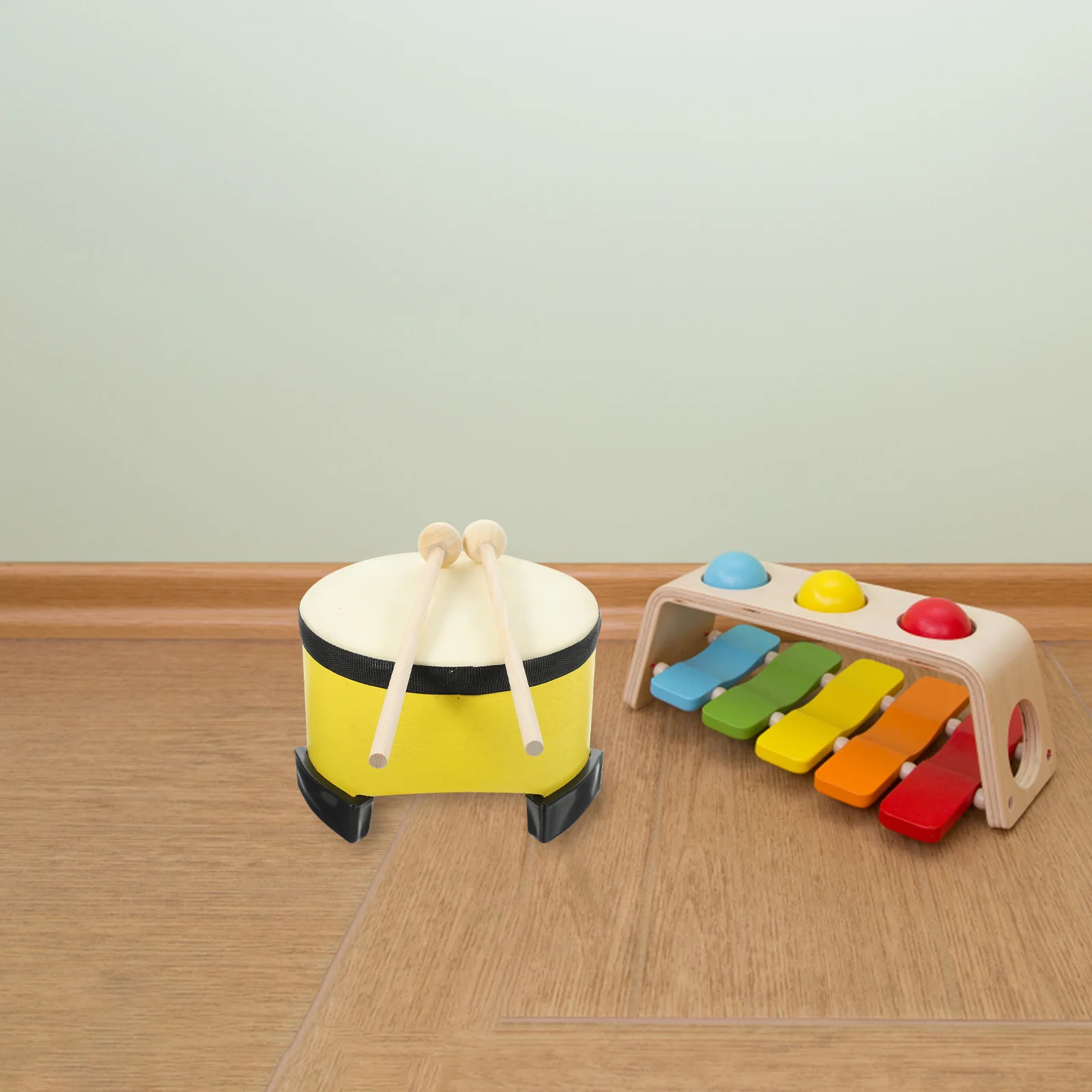 Sheepskin Bass Drum Montessori Percussion Music Instrument Early Learning Education Toy Kids Beat Floor Fall The Ground