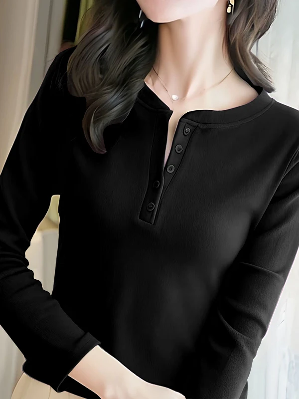 여성용 롱 스웨터 베이스 셔츠 따뜻하고 루즈한 패셔너블 버튼 오픈 칼라 탑 한국 스타일 출퇴근용 부드럽고 편안한