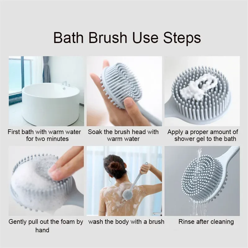 Multifunctional Silicone Brush Body Shower Handle Bath Exfoliating Bathingmassage Brushes Cleaning Scrubbers Exfoliator Tool