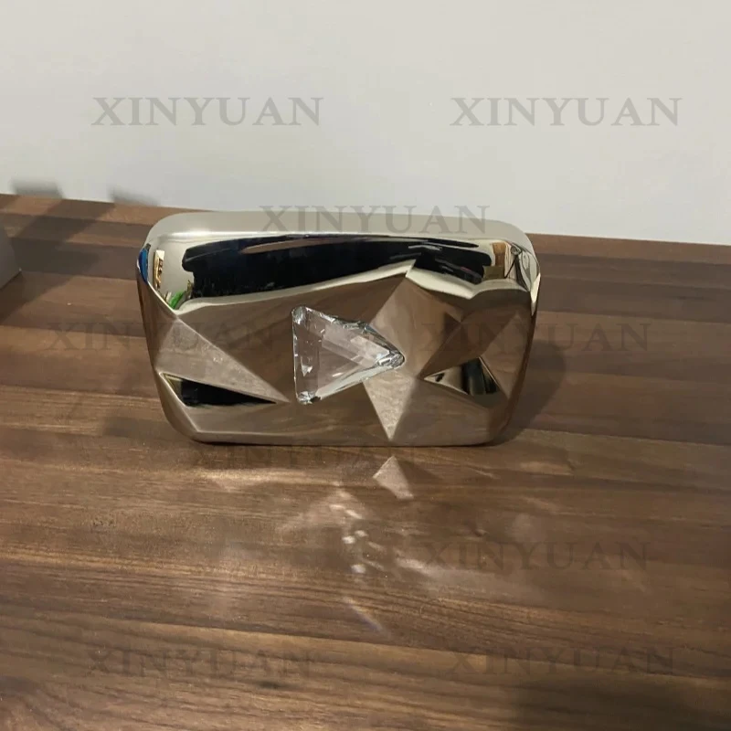 Custom DIY Metal YouTube Play Button Trophy Traditional Style Diamond Plaque Painted Fashion Souvenir