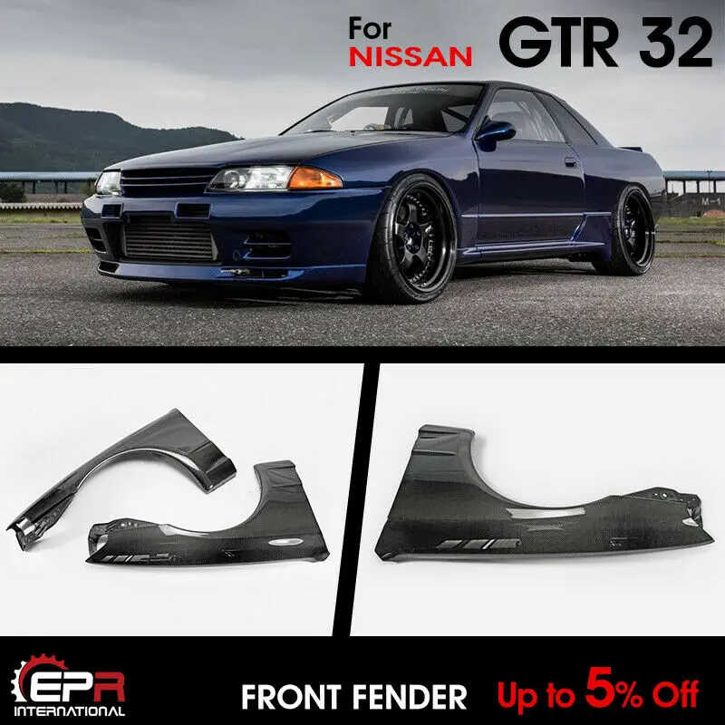 For Nissan R32 Skyline GTS OE Style Black Carbon Fiber Glossy Finished Front Fender Car accessories Exterior Body Kits