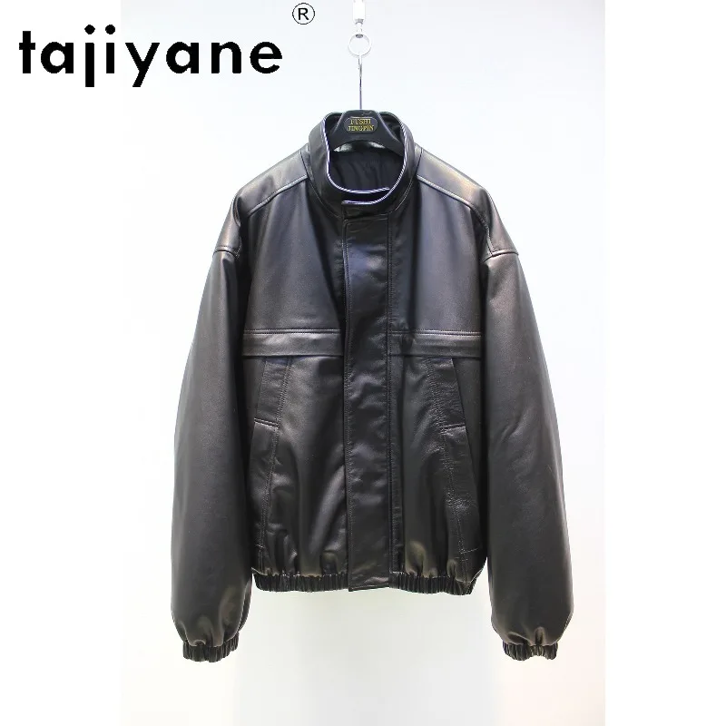 TAJIYANE High Quality Sheepskin Genuine Leather Jacket Women Loose Coats Black Jackets Warm Quilted Lining Outerwear 2026 Косуха