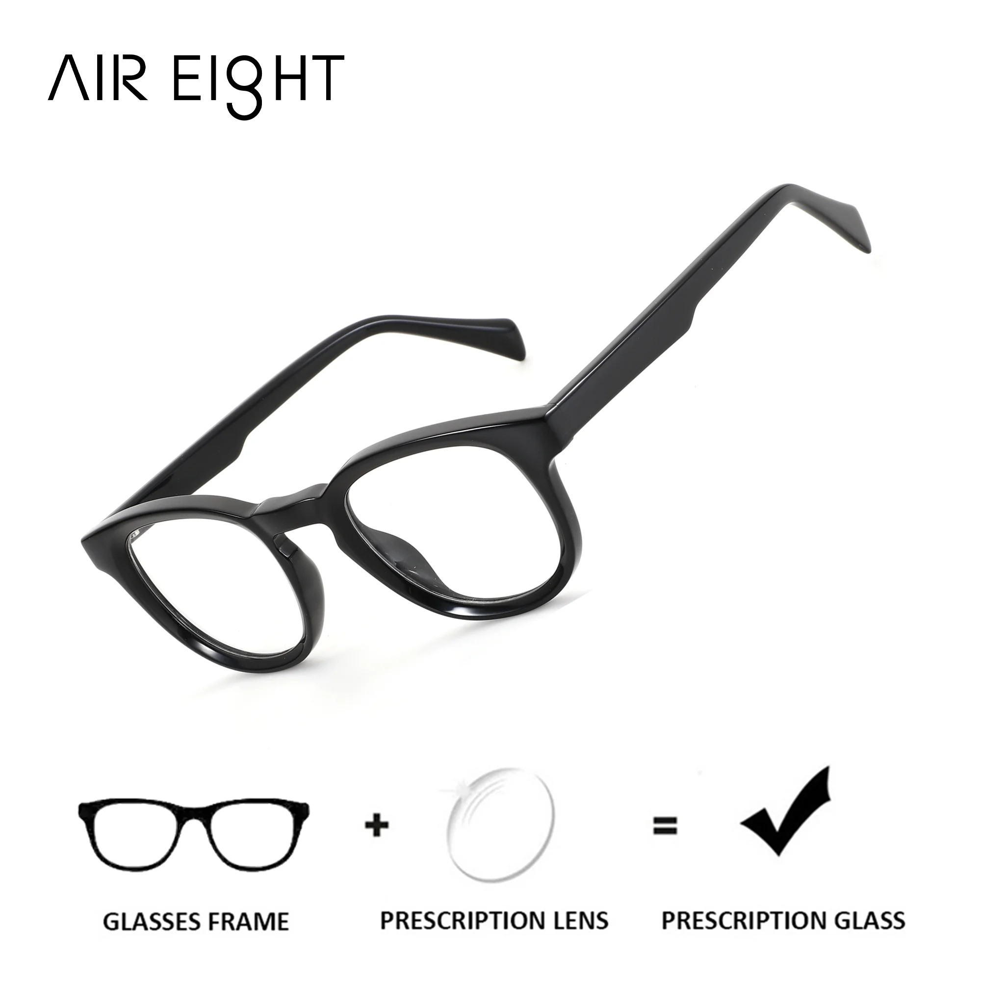 AIREIGHT XS Size Acetate Square Prescription Eyeglasses For Men Women Myopia Graduated Lenses Progressive Glasses