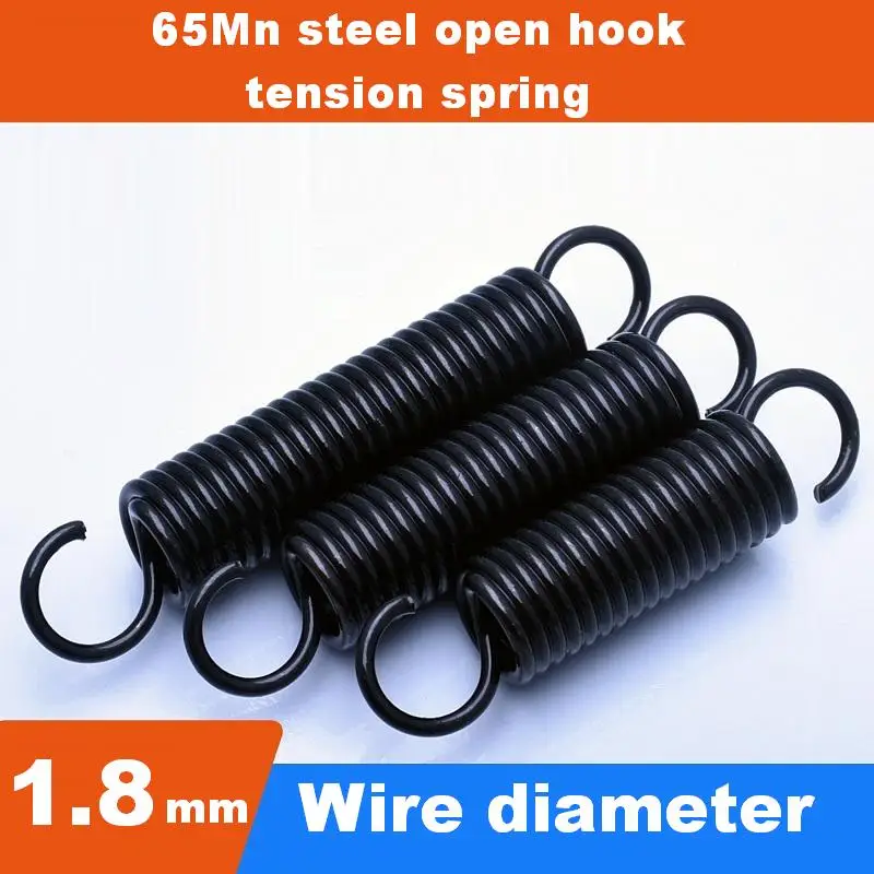 1.8mm-Open Hook Tension Spring Pullback Spring Coil Extension Spring Draught Spring 65Mn steel