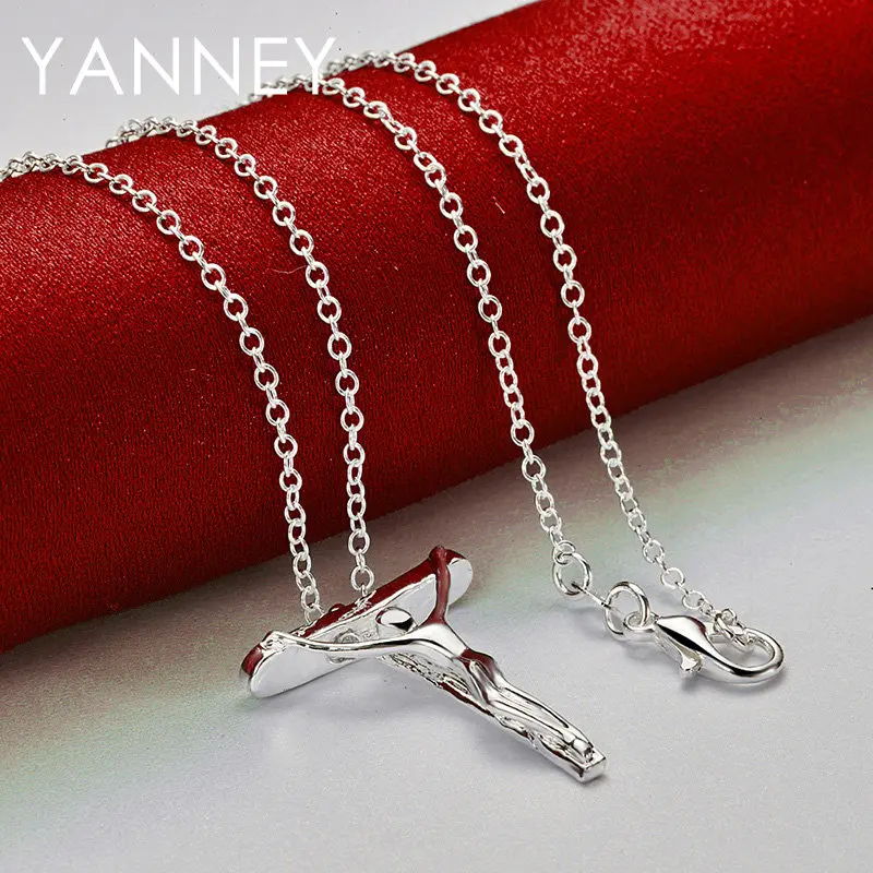 925 Sterling Silver 16-30 Inches Fine Cross Necklace For Women Men Fashion Charm Wedding Jewelry Party Favors