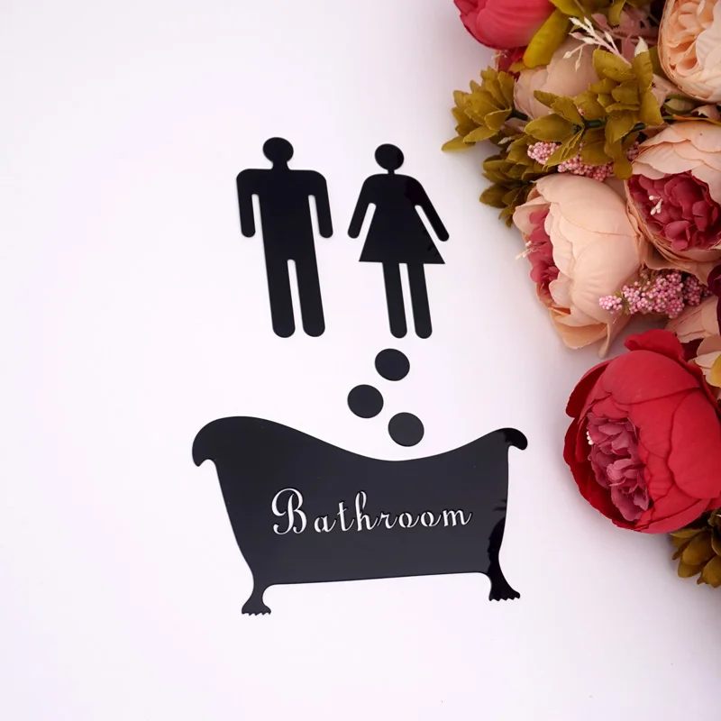 1 Set of Bathroom,Man,Woman Sign Acrylic Mirror Stickers For Public Area Wall Decor Toilet Signage