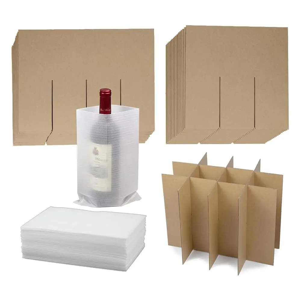 

6 Set Glass Divider Kits for Moving Boxes, Kitchen Dish Packing Kit with 72 pcs Foam Pouches Fits in 16 x 12 x 12 Inch Box fo