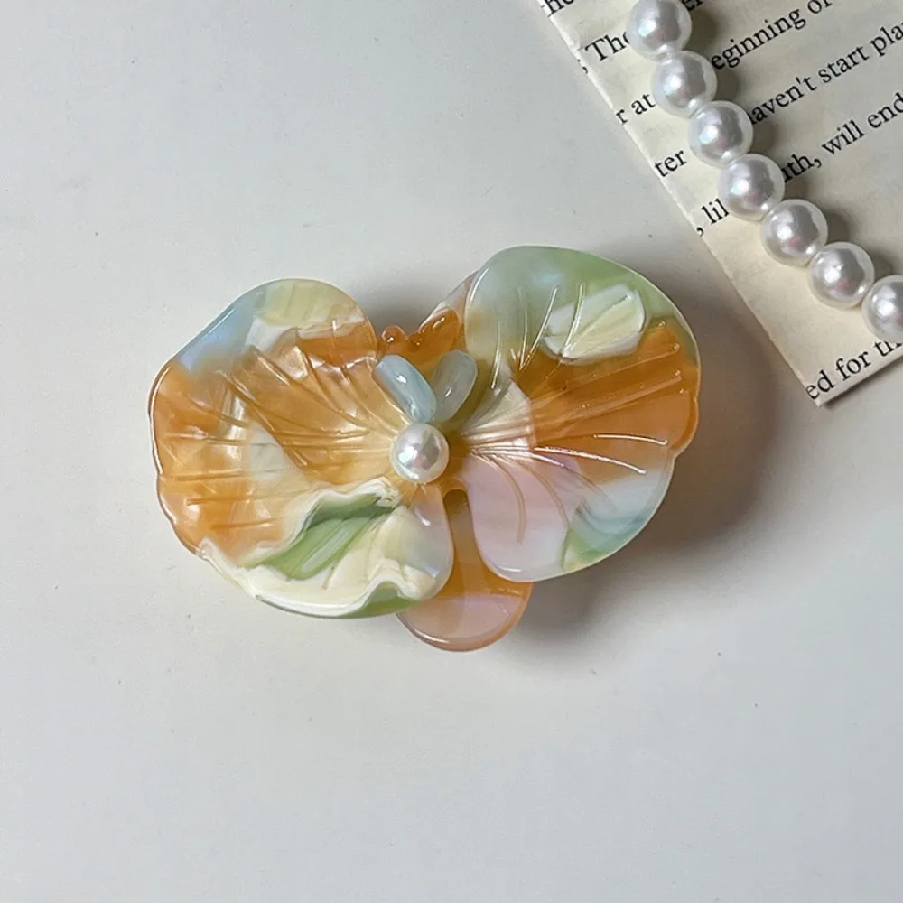 

Side Clip Acetic Acid Hairpin Butterfly Orchid Floral Flower Duckbill Clip Hair Accessories Korean Style Fresh Barrettes Women