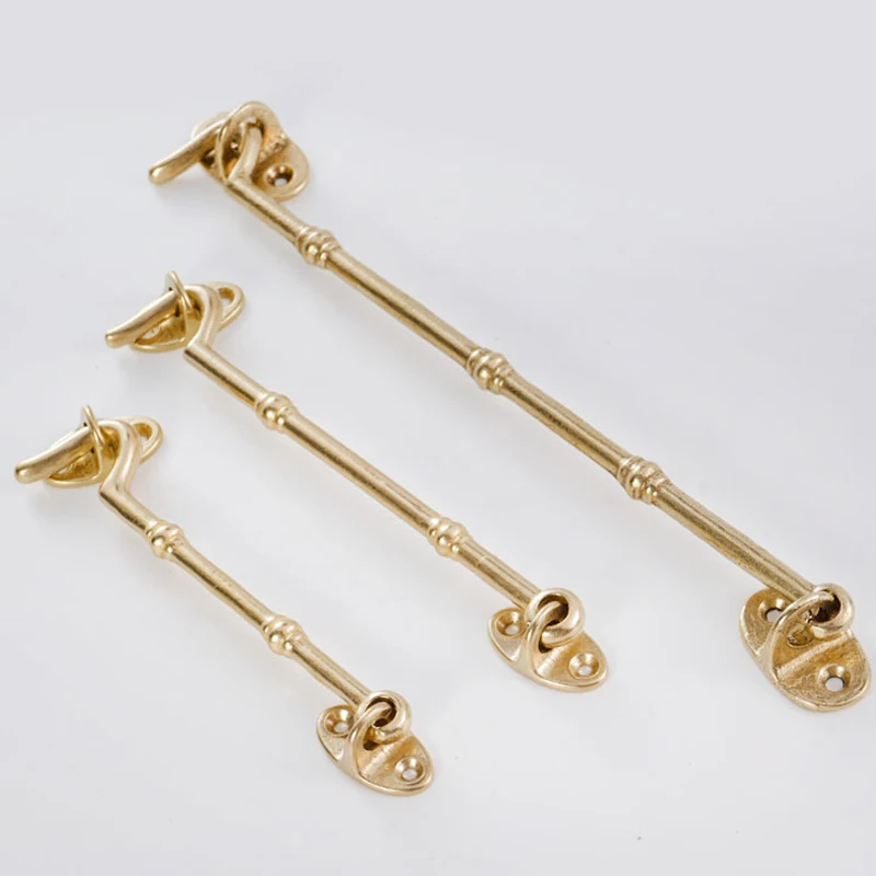 

European 10PCS Solid Brass Antique Cabin Hook and Eye Latch Lock Window Shed Gate Door Catch Silent Holder with Screws