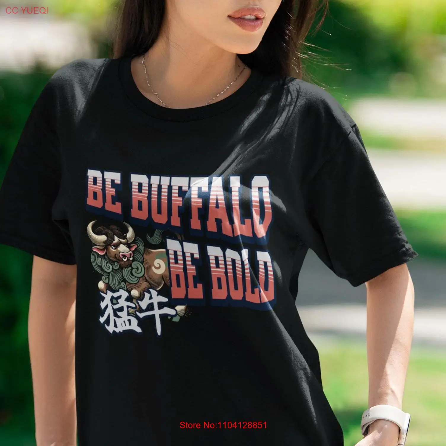 

Buffalo T Shirt Bold Japanese Style Fierce Design Motivational Unique Animal Art Retro Asian Inspired