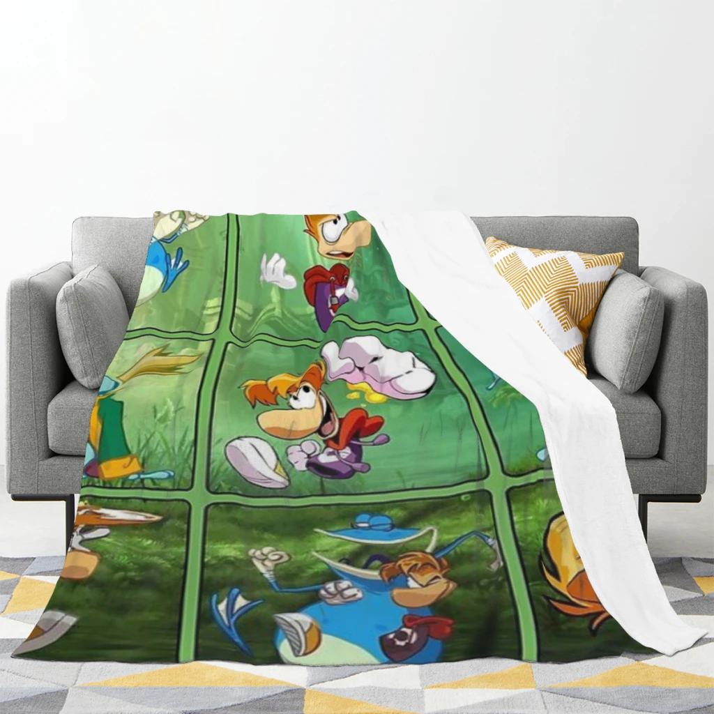 Rayman characters squares Comfortable Flanne Blanket Comforter Flannel Soft throw Blankets Warm Home and Decoration