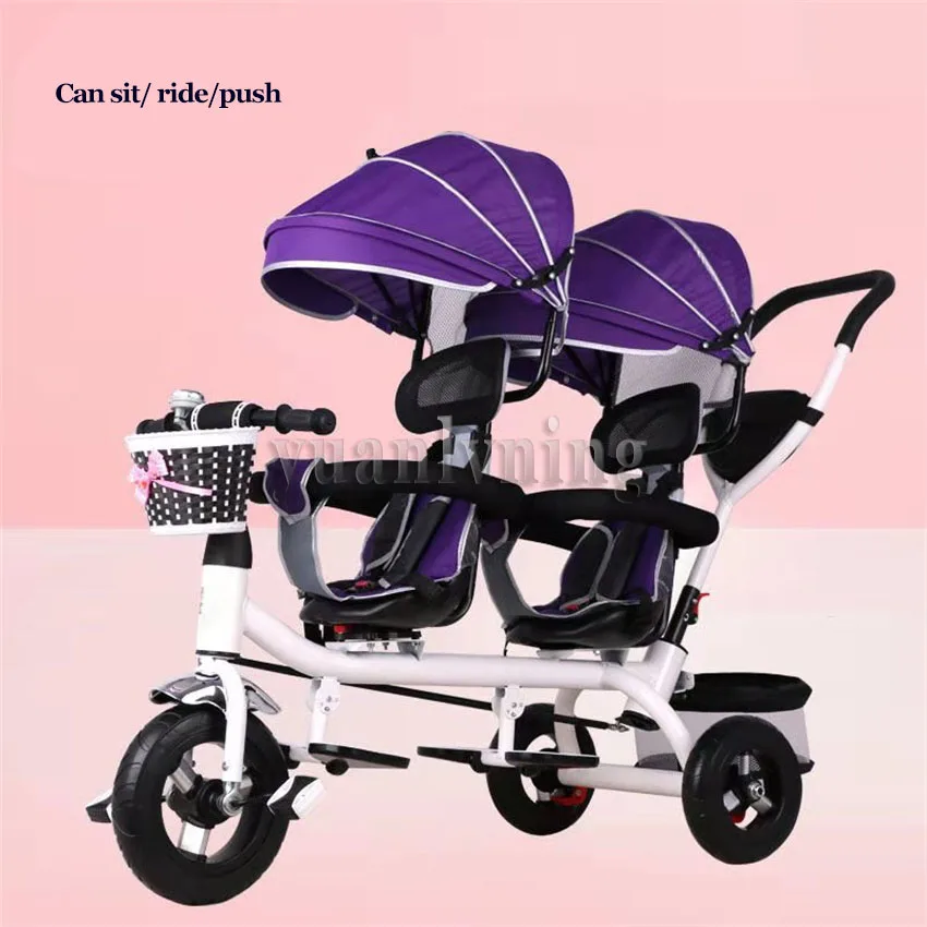 Multifunction Children's Tricycle Twin Trolley Twins Baby Trike Stroller 3 Wheel Bicycle Kids Tricycle Stroller Carrinho De Bebe